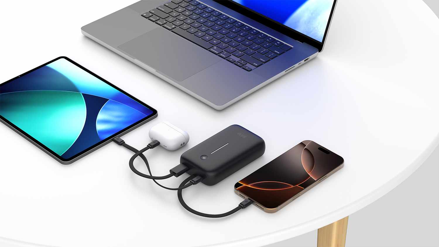 PowerFlex 20KPD 30W Powerbank with Built-In USB-C Cable Black