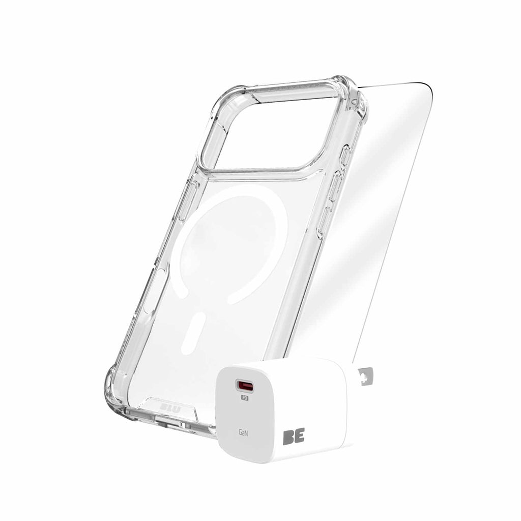 3-PACK TOTAL PROTECTION MagSafe Bundle (CASE GLASS CHARGER) FORiPhone iPhone 17 Pro Clear