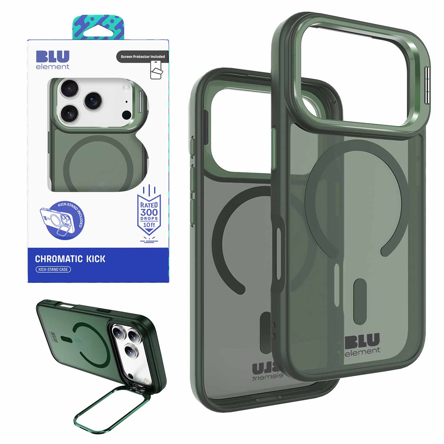 Chromatic Kick MagSafe Case WITH Screen Protector iPhone 17 Pro Max Sage Green