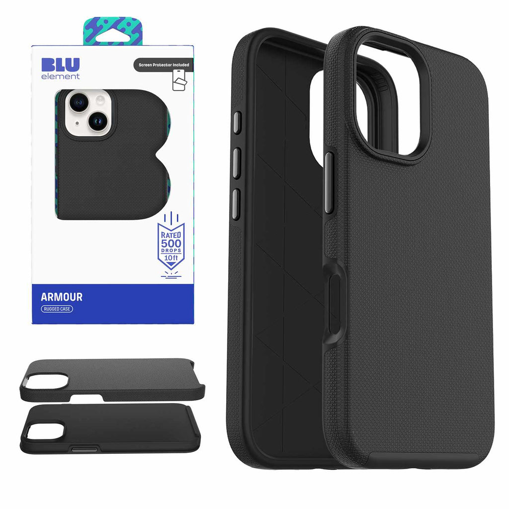 Armour Rugged WITH Screen Protector iPhone 17e/16e/14/13 Black