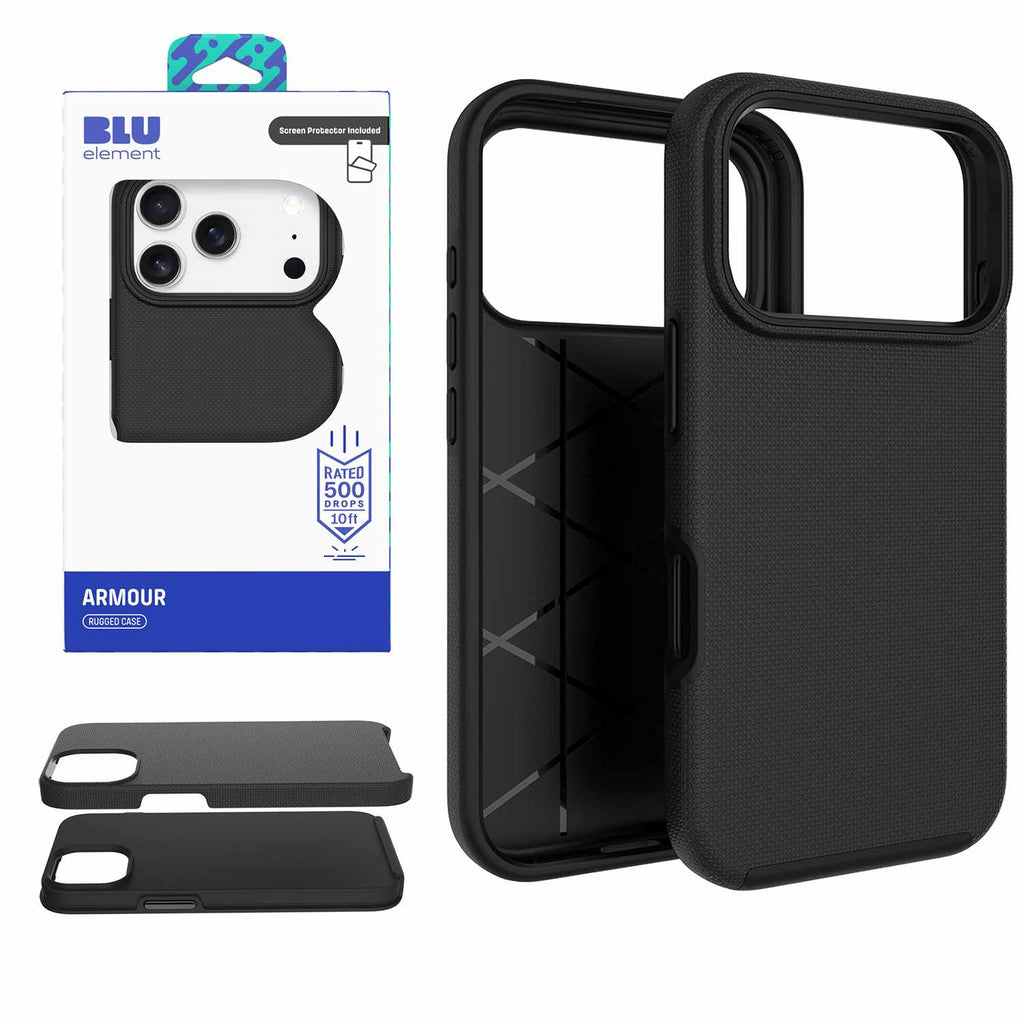 Armour Rugged WITH Screen Protector FOR iPhone 17 Pro Max - BLACK Black