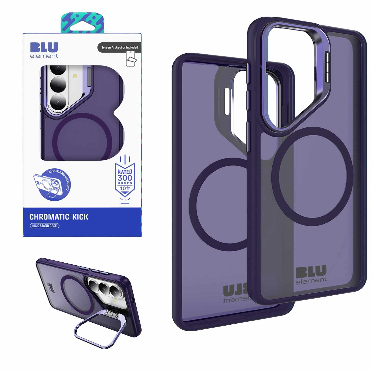 Chromatic Kick w/Magnets Case WITH Screen Protector for S26 Deep Violet