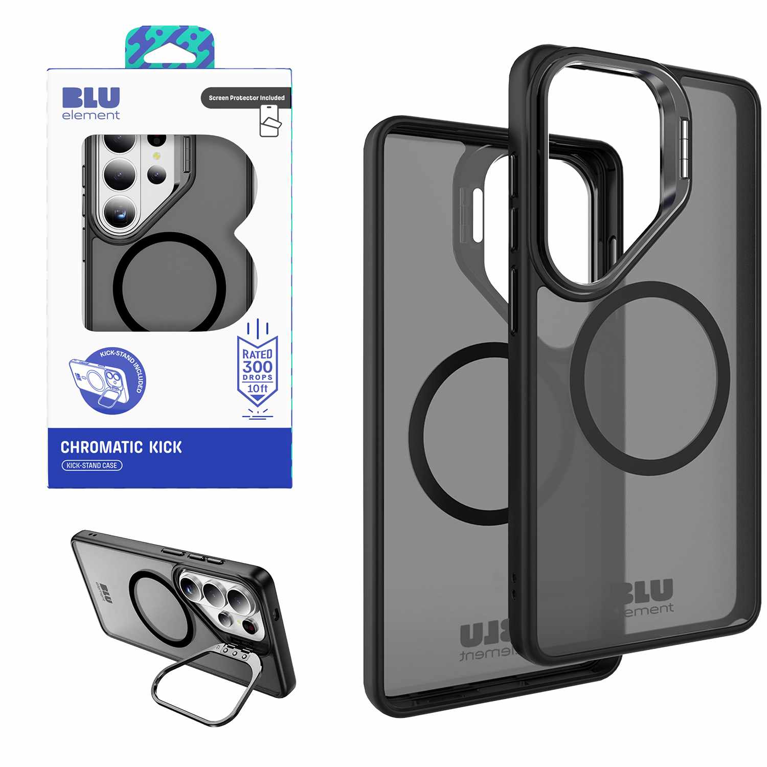 Chromatic Kick w/Magnets Case WITH Screen Protector for S26 Ultra Black