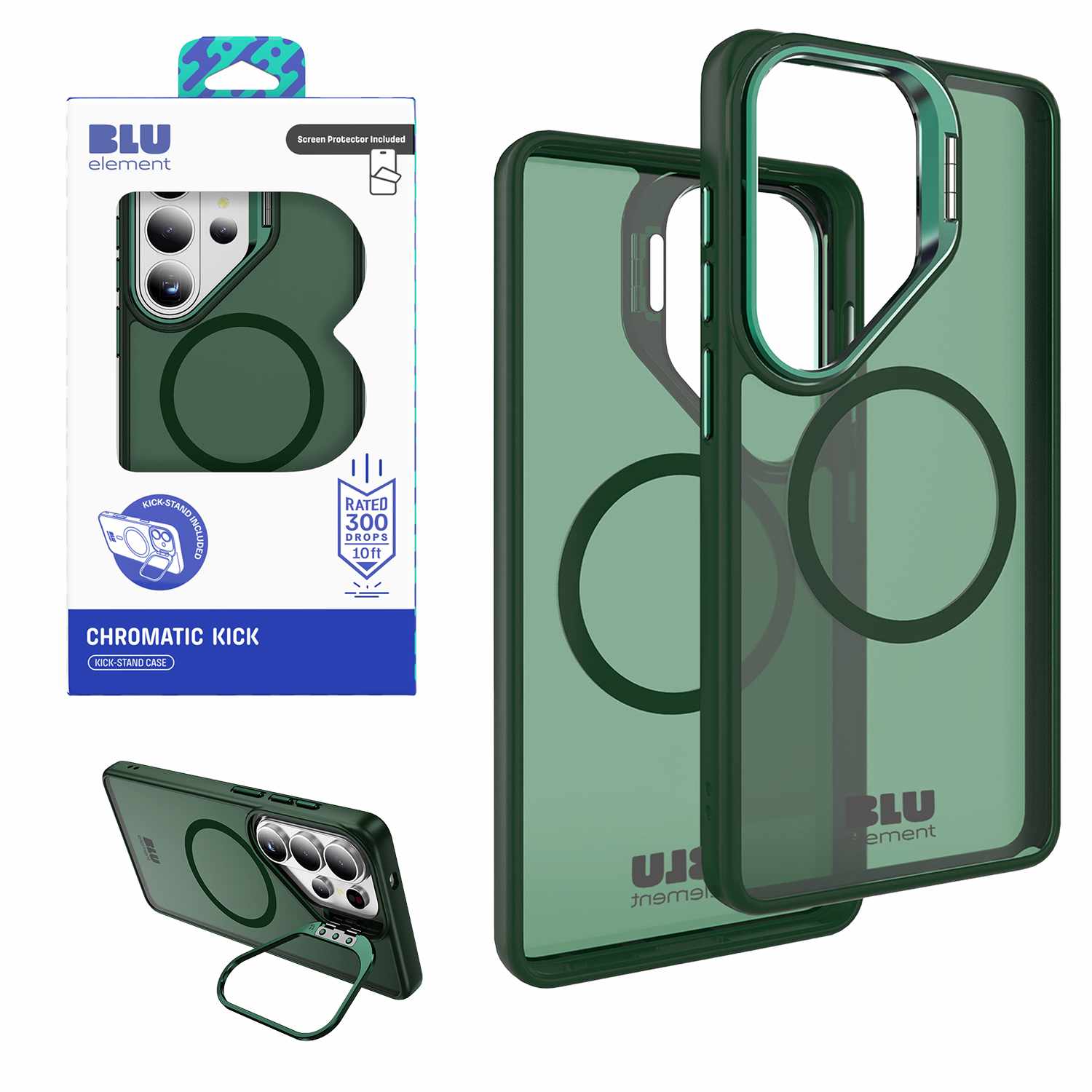 Chromatic Kick w/Magnets Case WITH Screen Protector for S26 Ultra Sage Green